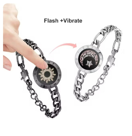 Sun Moon Lover Smart Sensing Bracelet – Shining Vibration for Long-Distance Couple Connection & Interaction