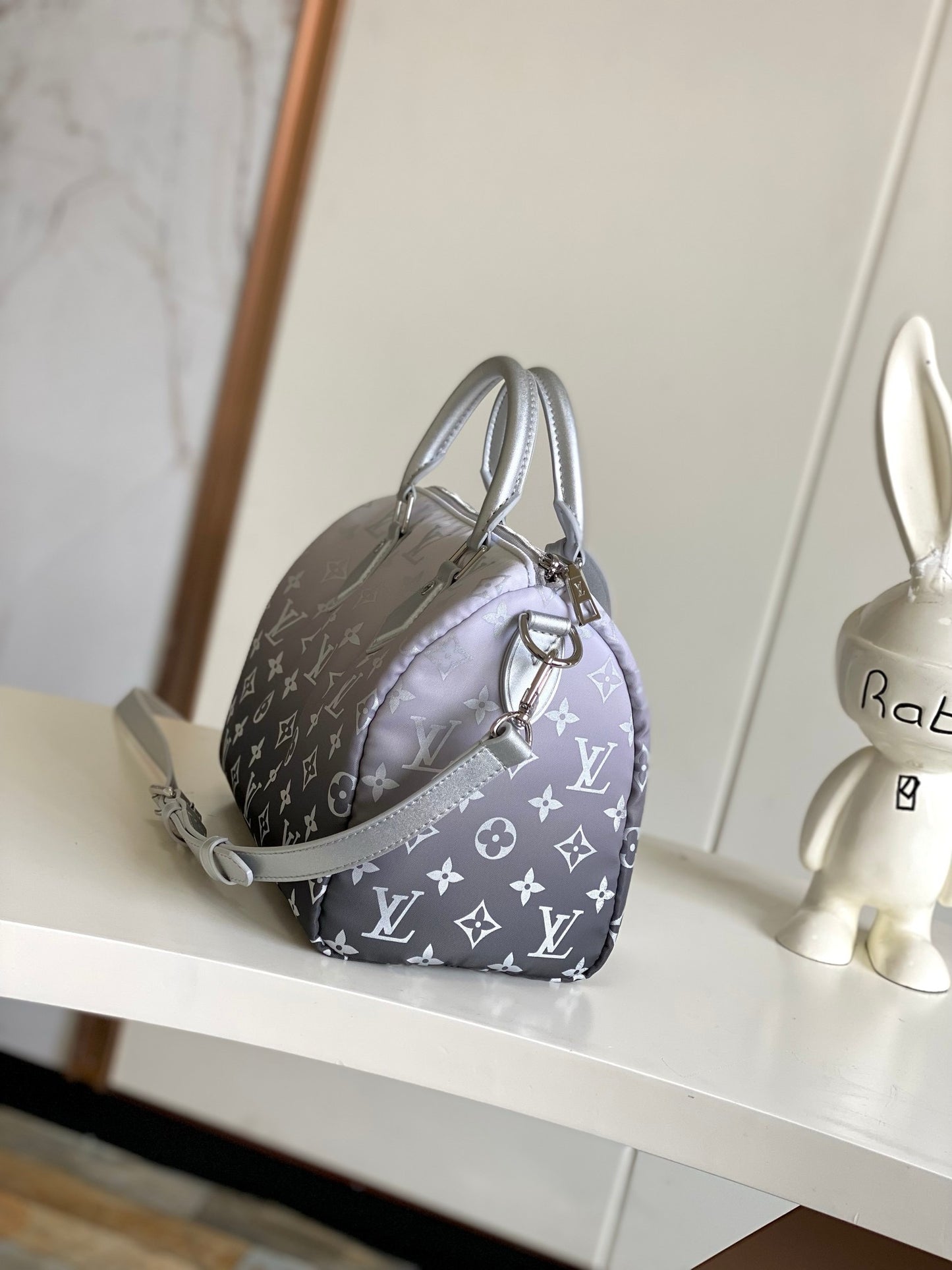 Louis Vuitton Women’s Silver & Black Shoulder Bag – Bold & Elegant