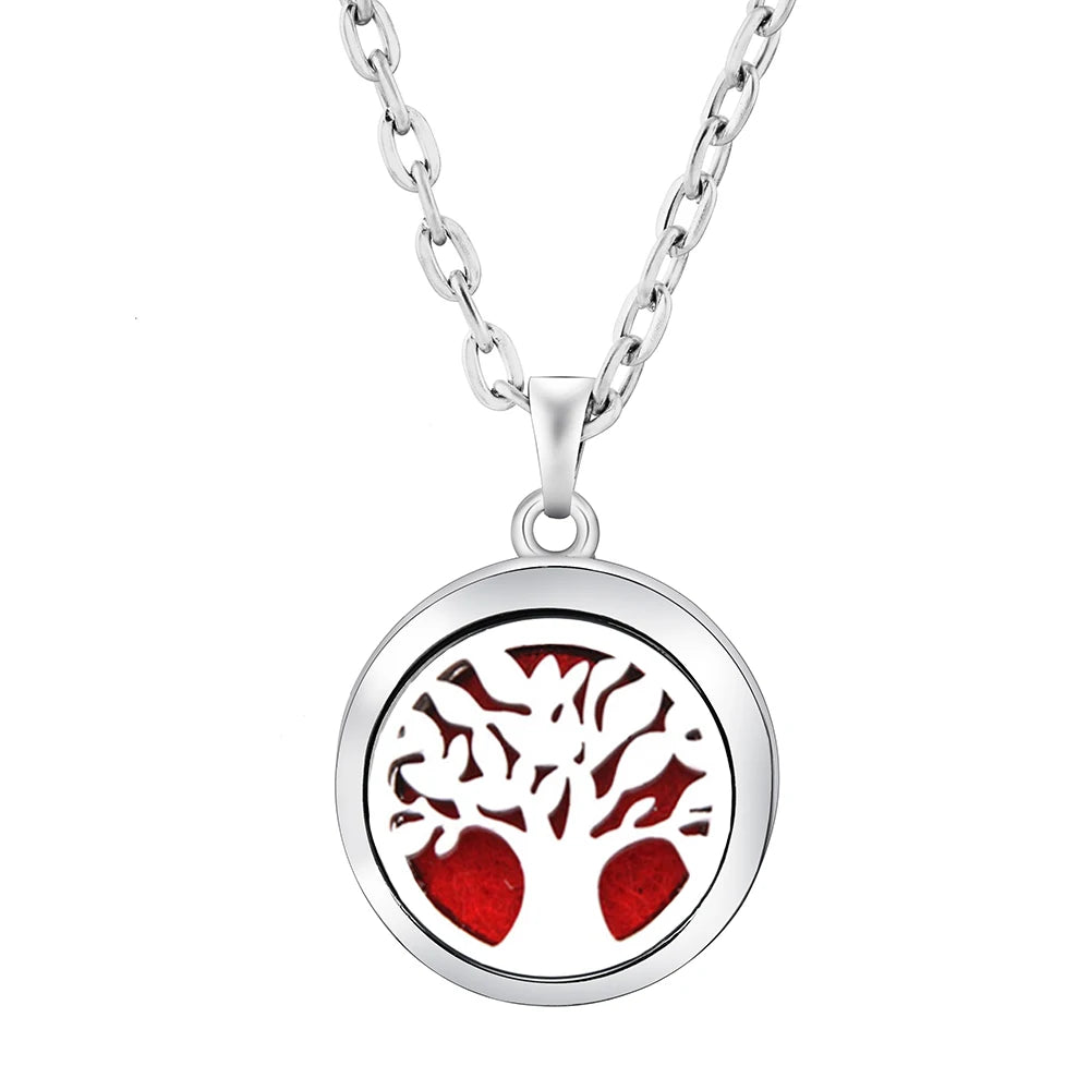 Tree of Life Aromatherapy Necklace | Stainless Steel Essential Oil Pendant