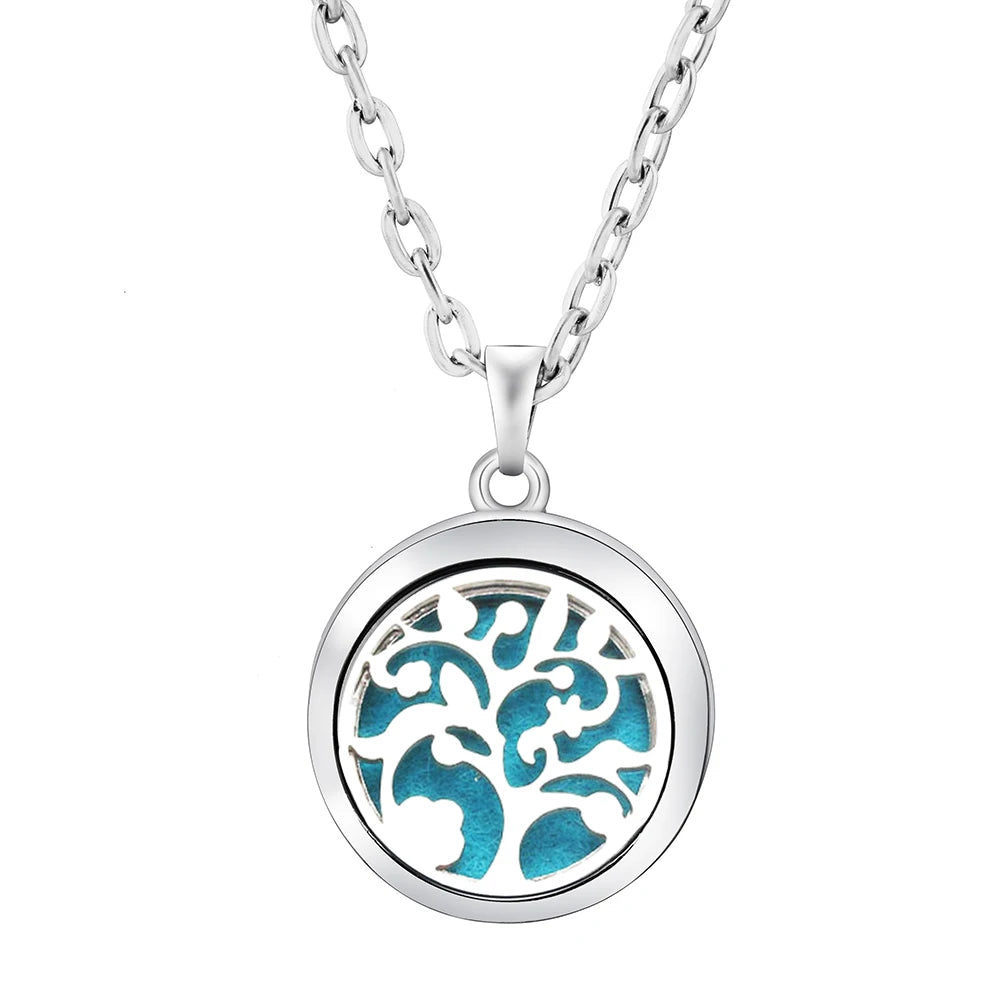 Tree of Life Aromatherapy Necklace | Stainless Steel Essential Oil Pendant