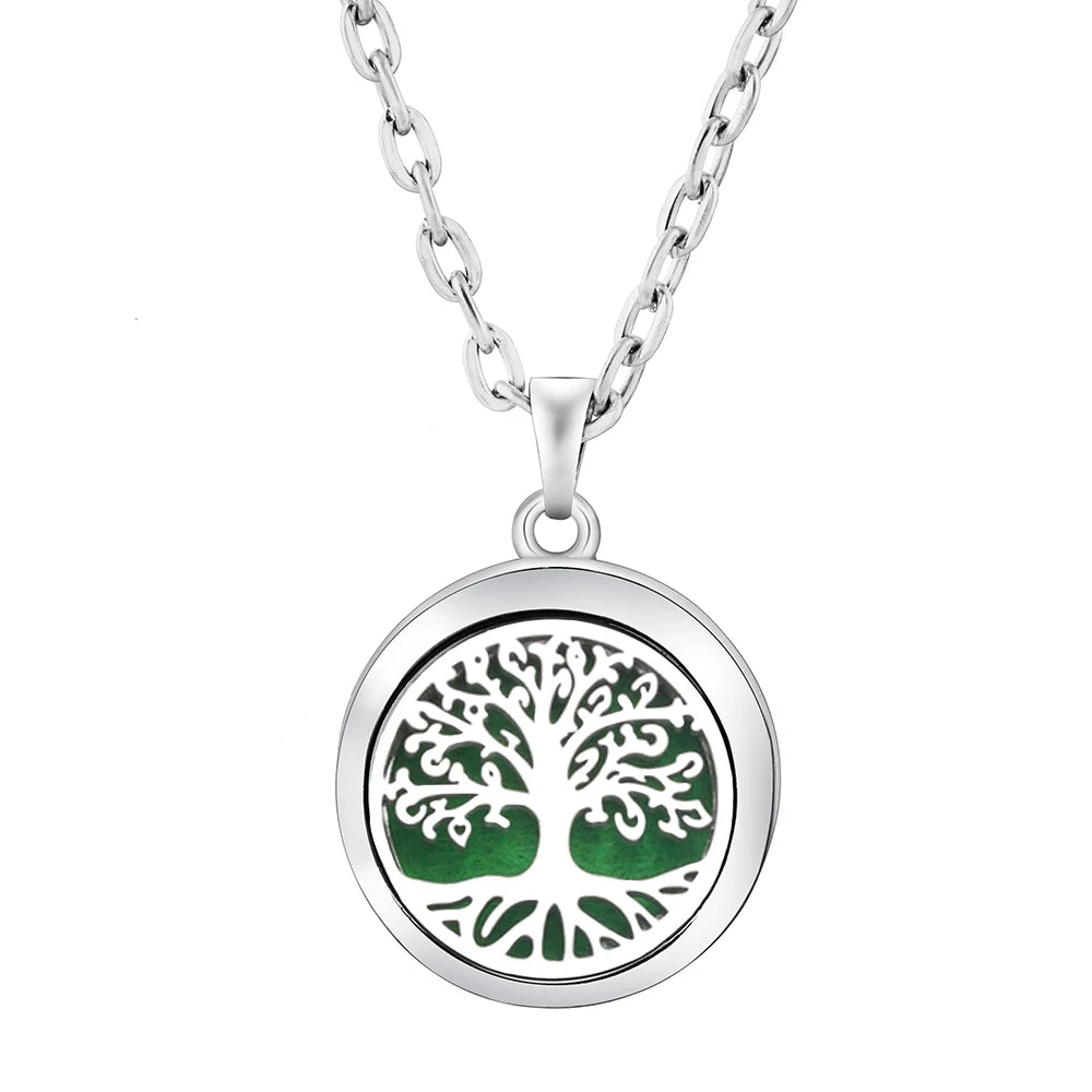 Tree of Life Aromatherapy Necklace | Stainless Steel Essential Oil Pendant