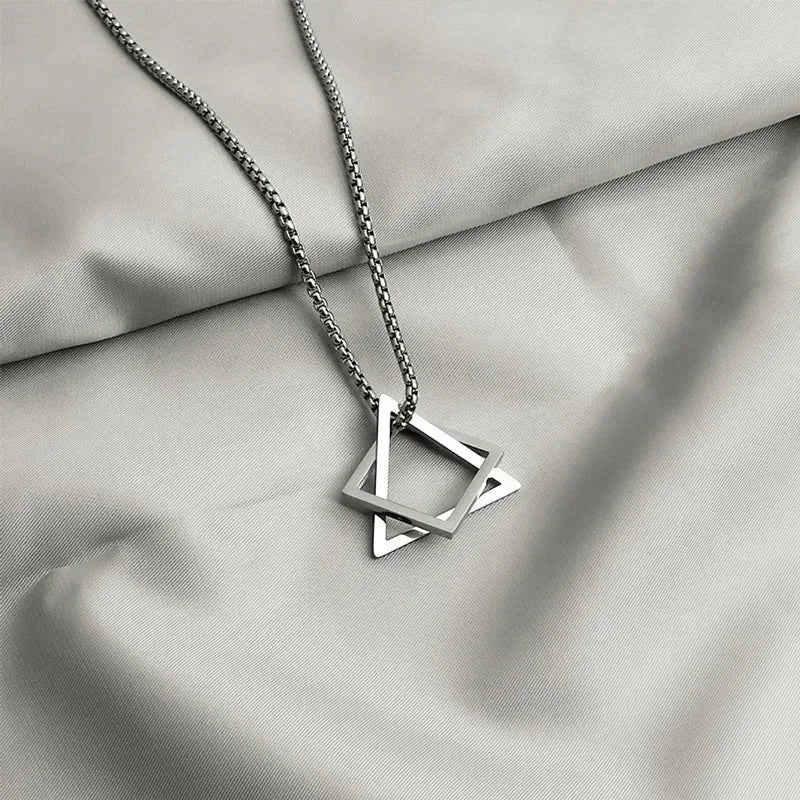 Titanium Steel Interlock Choker – Stylish Unisex Pendant Necklace