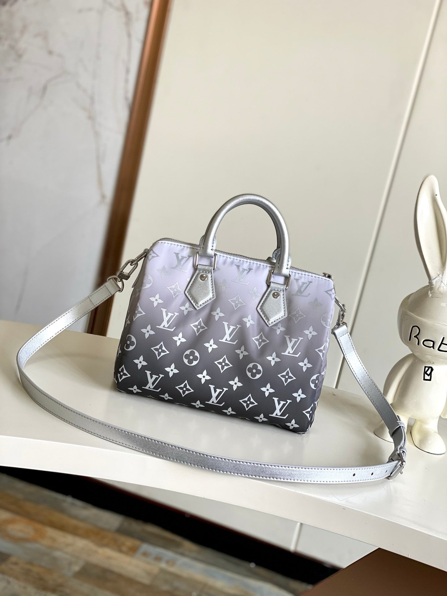 Louis Vuitton Women’s Silver & Black Shoulder Bag – Bold & Elegant