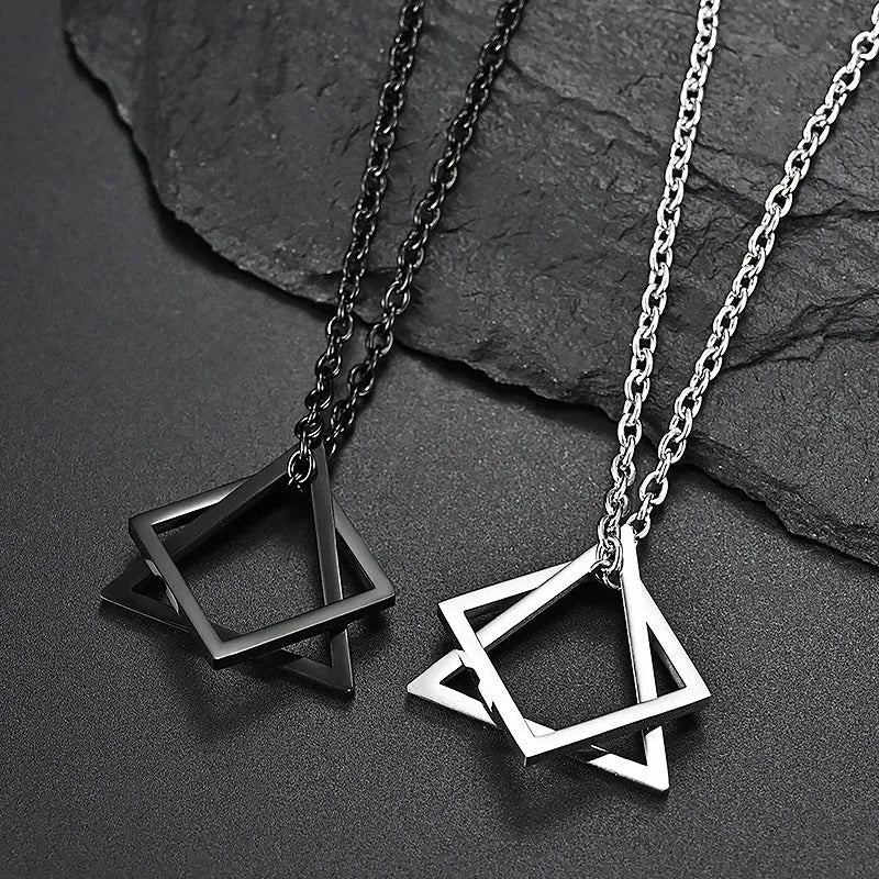 Titanium Steel Interlock Choker – Stylish Unisex Pendant Necklace